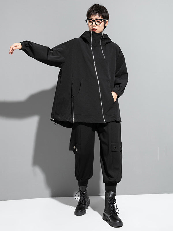 Hooded Zip Relaxed Jacket