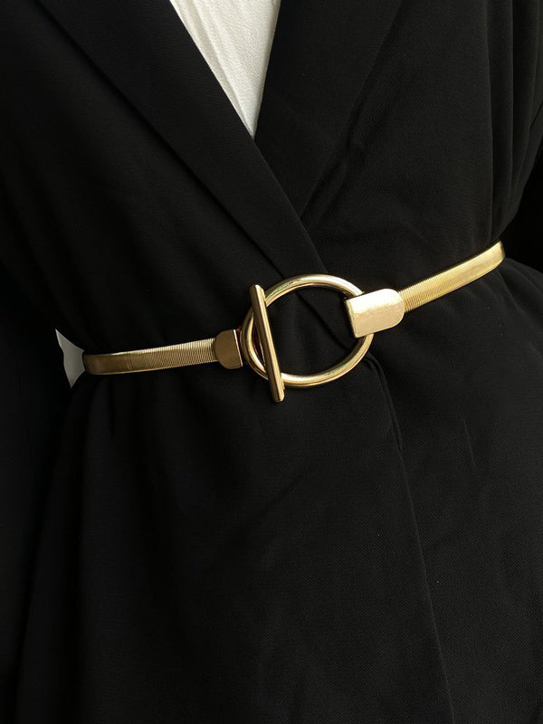Pleated Buckle Geometric Belt