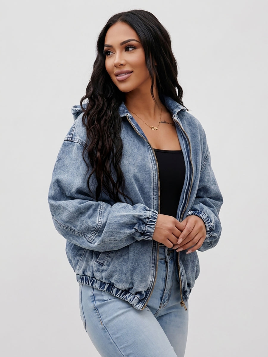 Hooded Zip Pocket Long-Sleeve Jacket