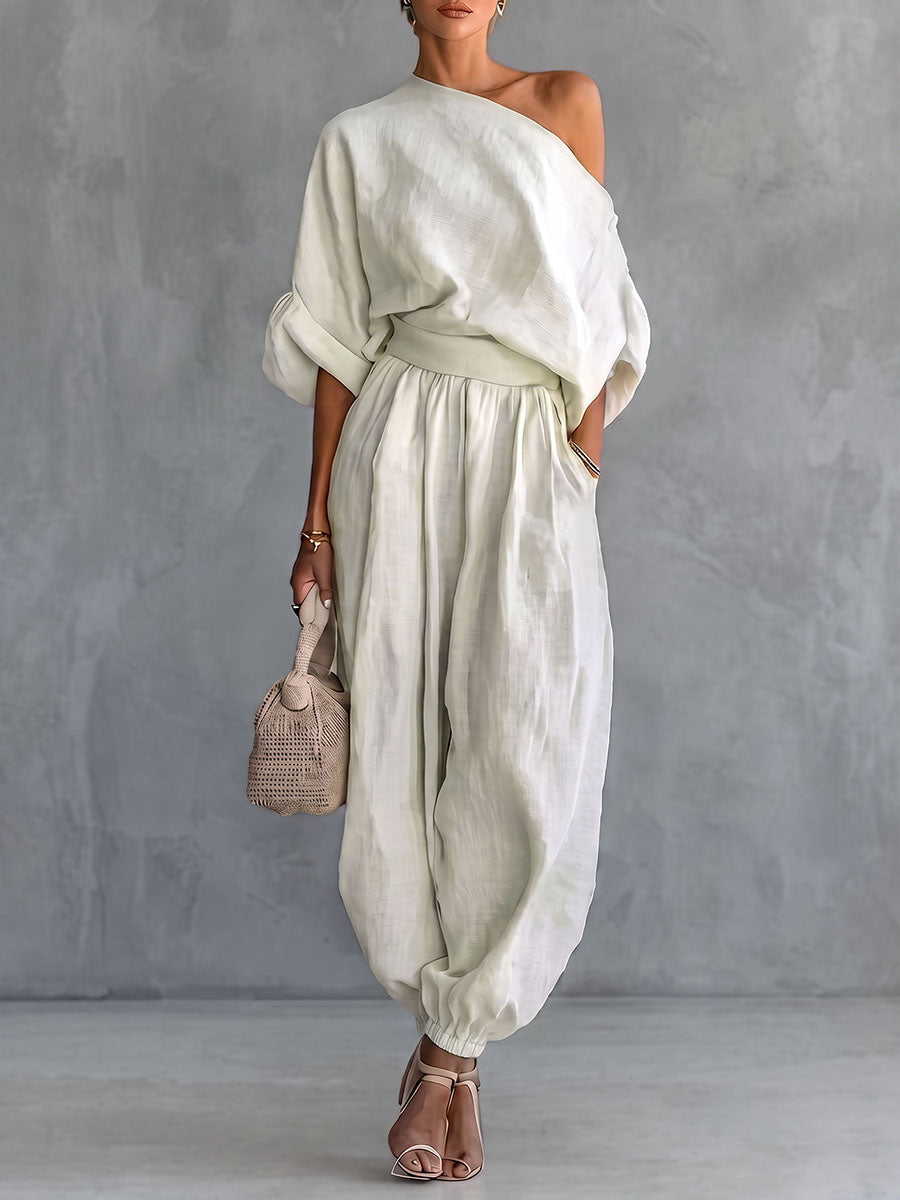 Wide-Leg High-Waist Pocket Elastic Pants