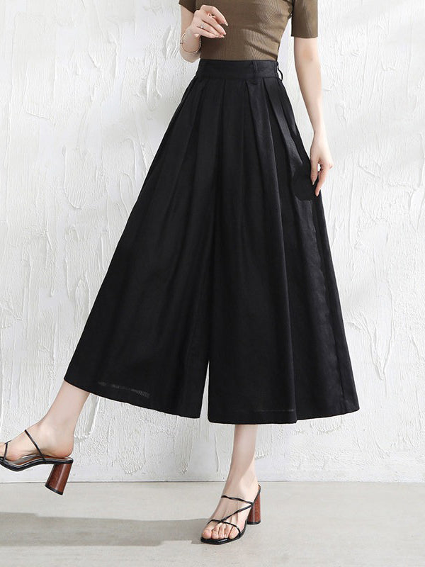 Cotton Wide-Leg Relaxed Pants