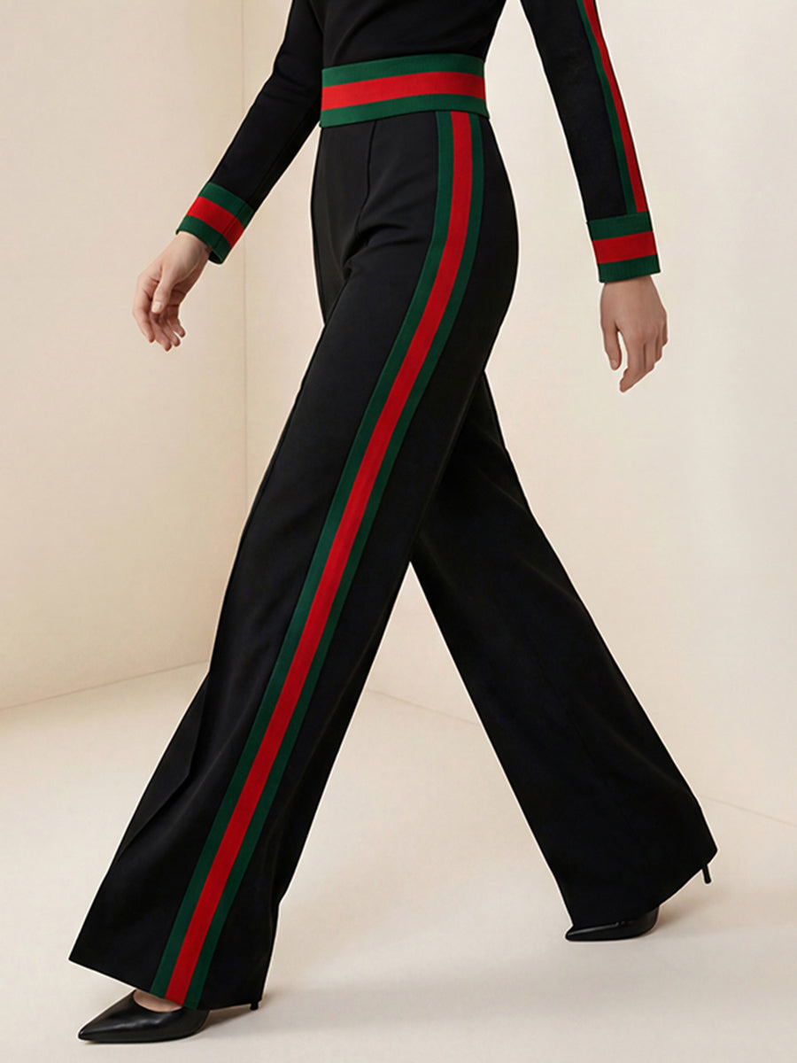 Striped Wide-Leg Pocket Relaxed Pants