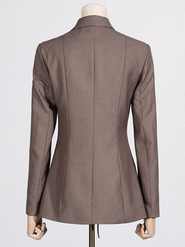 Notch-Collar Pocket Long-Sleeve Relaxed Blazer