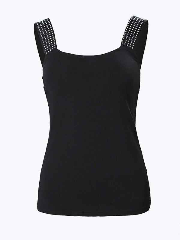 Sleeveless Rhinestone Elastic Vest
