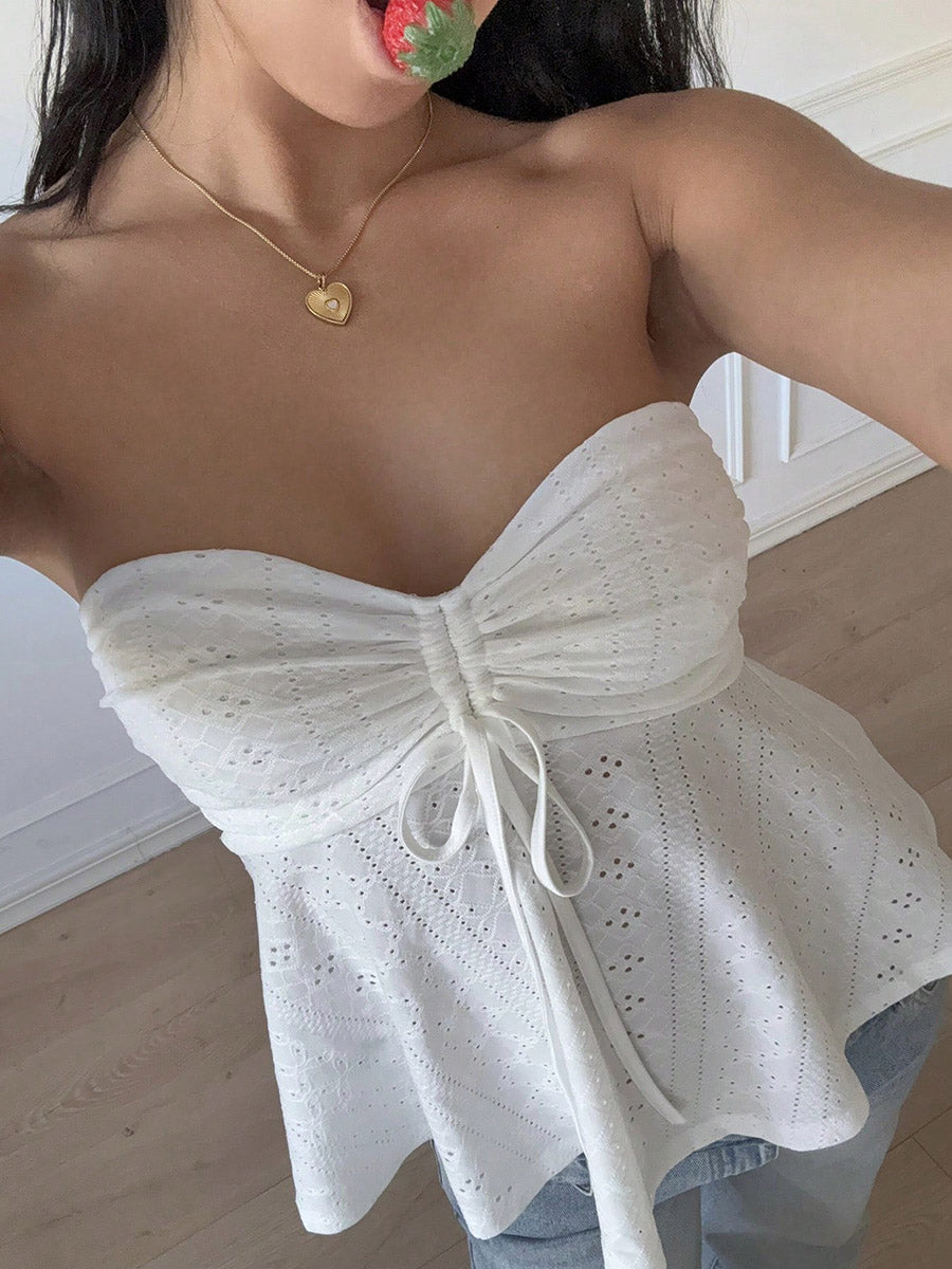 Pleated Open-Back Sleeveless Cut-Out Vest