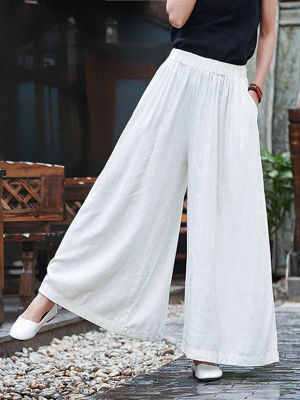Linen Wide-Leg Relaxed Pants