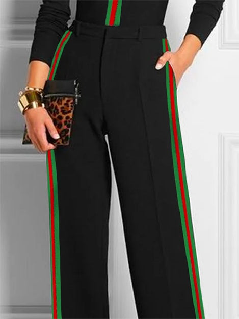 Striped Long-Sleeve Contrast Pants