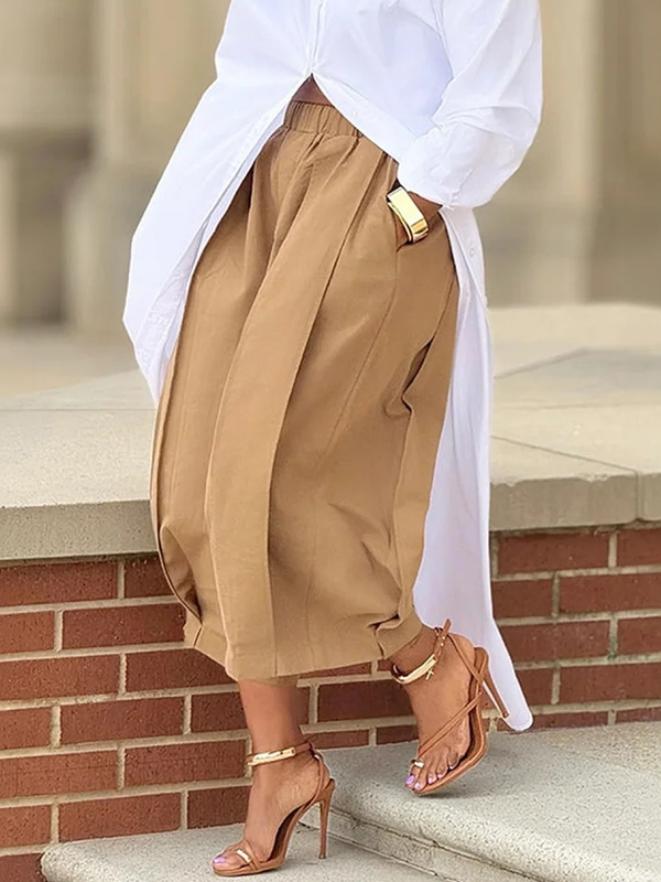 Wide-Leg Pleated Pocket Relaxed Pants