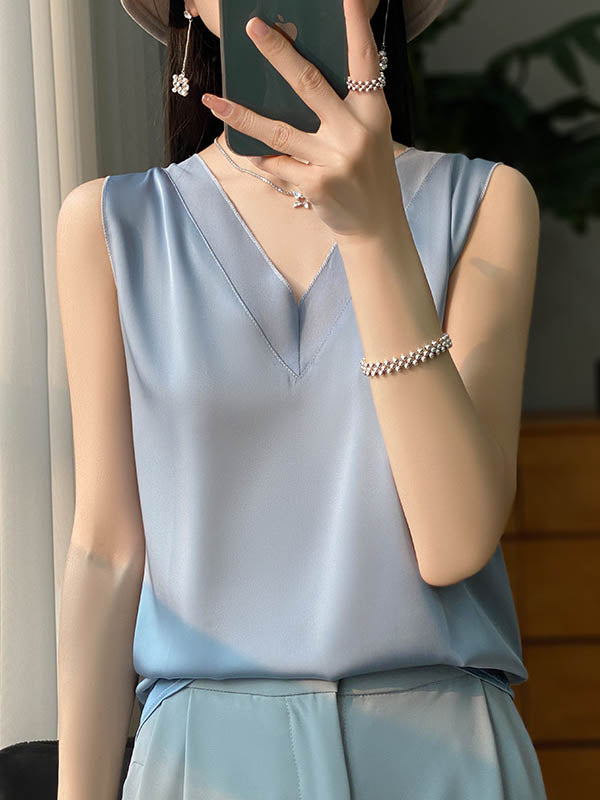 V-Neck Sleeveless Relaxed Vest
