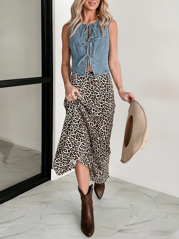 Lace Round-Neck Sleeveless Relaxed Vest