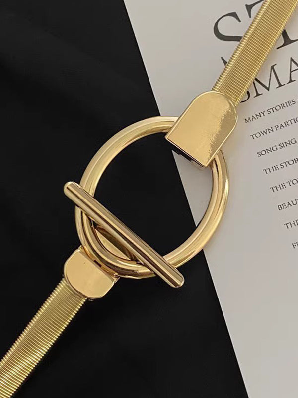 Pleated Buckle Geometric Belt