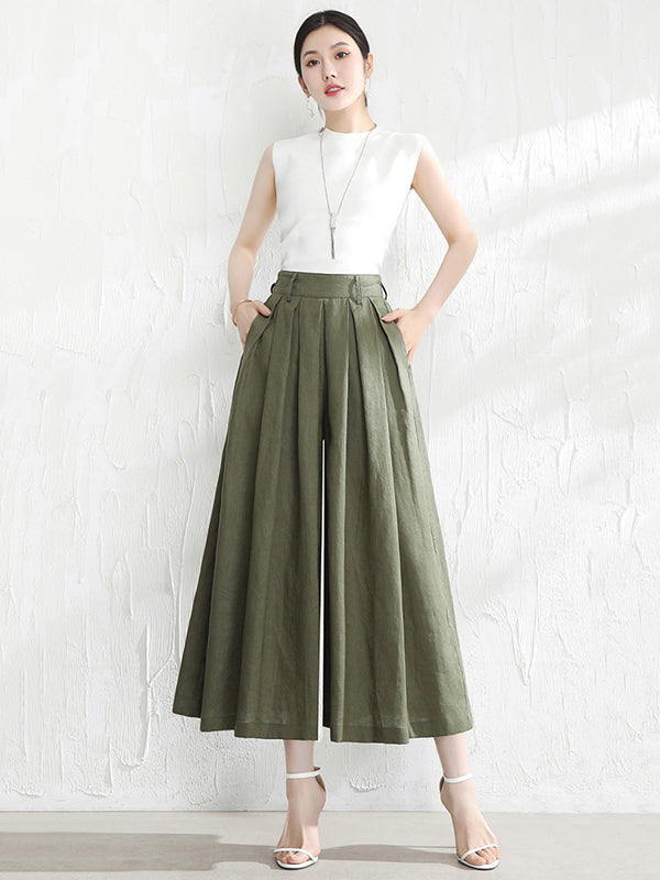 Cotton Wide-Leg Relaxed Pants