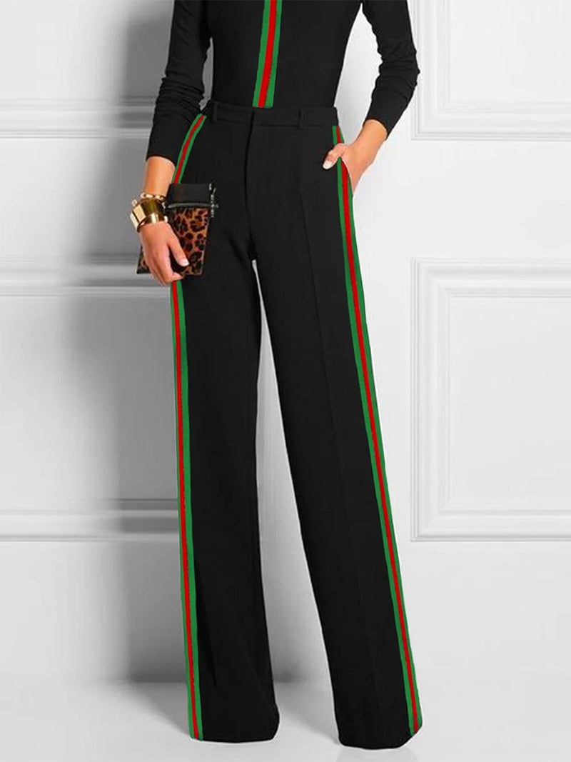 Striped Long-Sleeve Contrast Pants