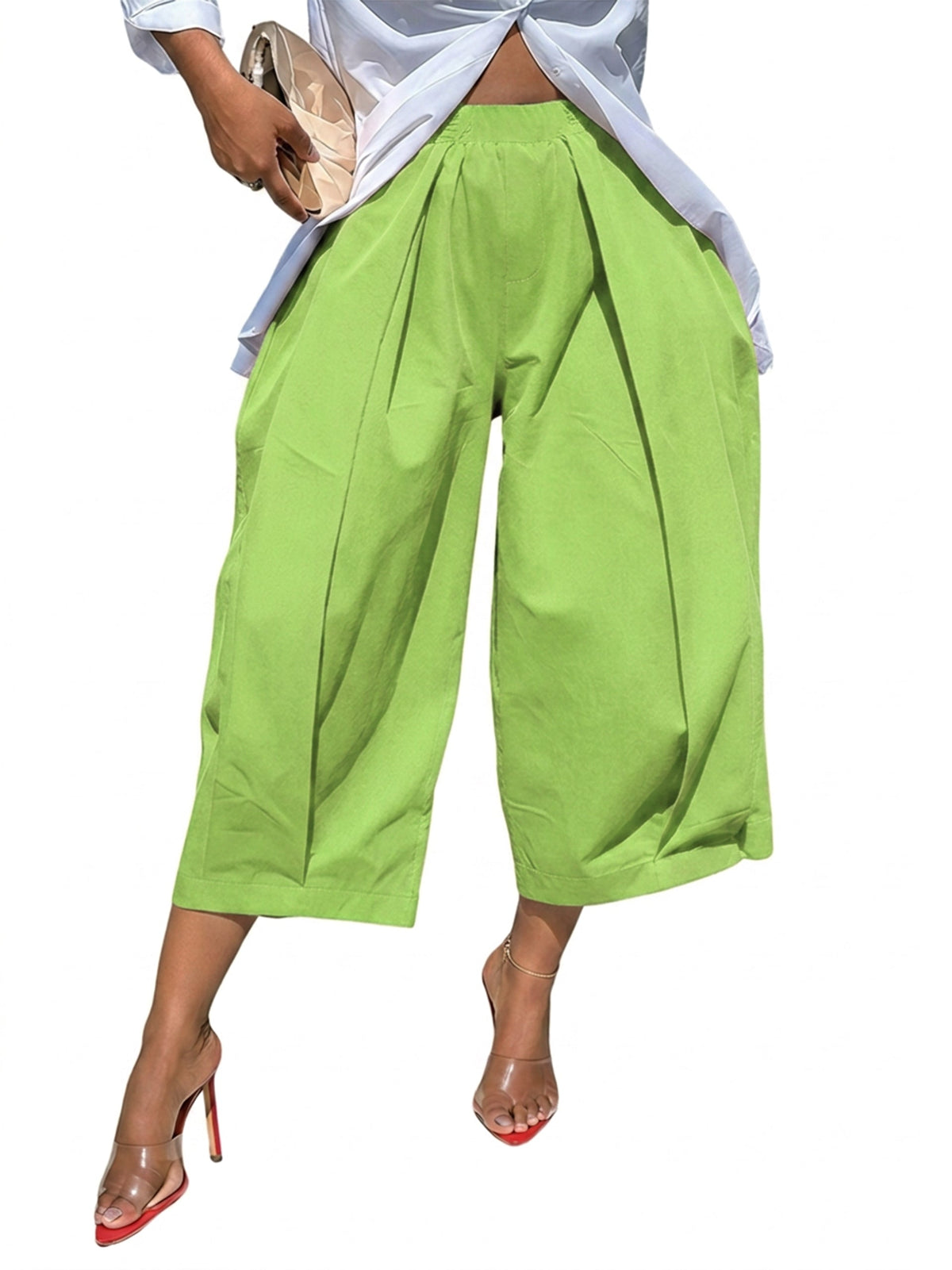 Wide-Leg Pleated Pocket Relaxed Pants