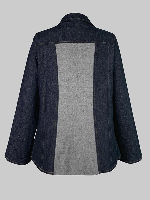 V-Neck Long-Sleeve Relaxed Contrast Jacket