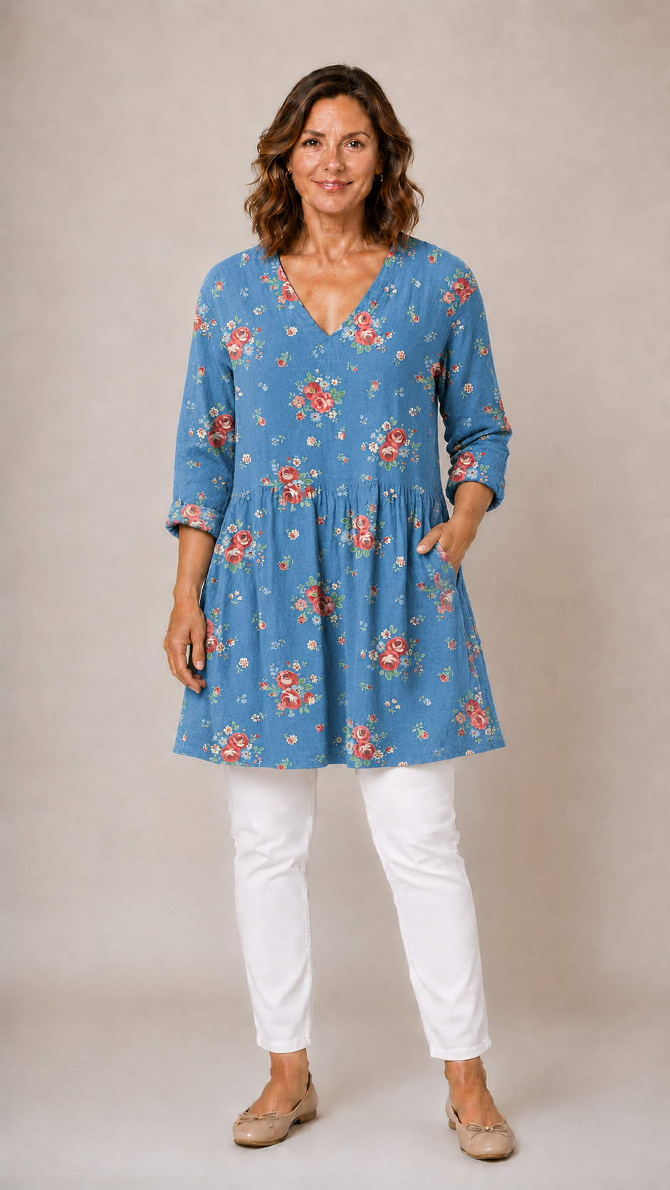 Lucia | Long V-Neck Blouse