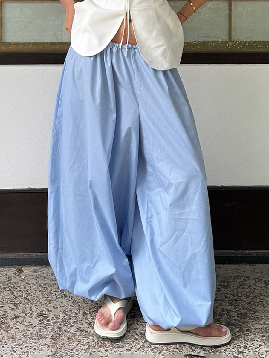 High-Waist Pleated Drawstring Pants