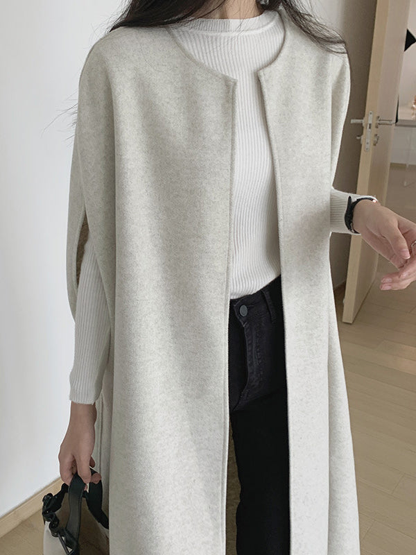 Round-Neck Sleeveless Relaxed Jacket
