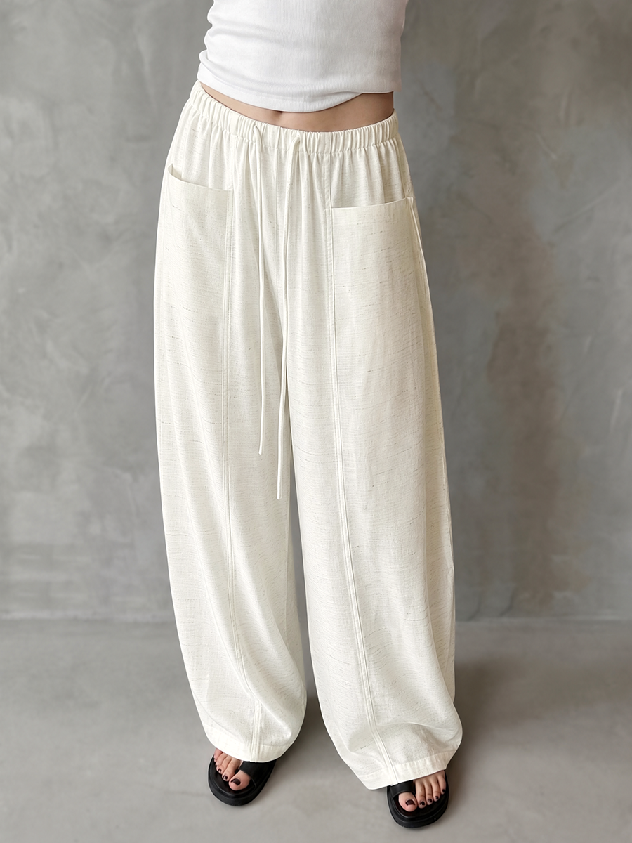 Wide-Leg Drawstring Pocket Relaxed Pants