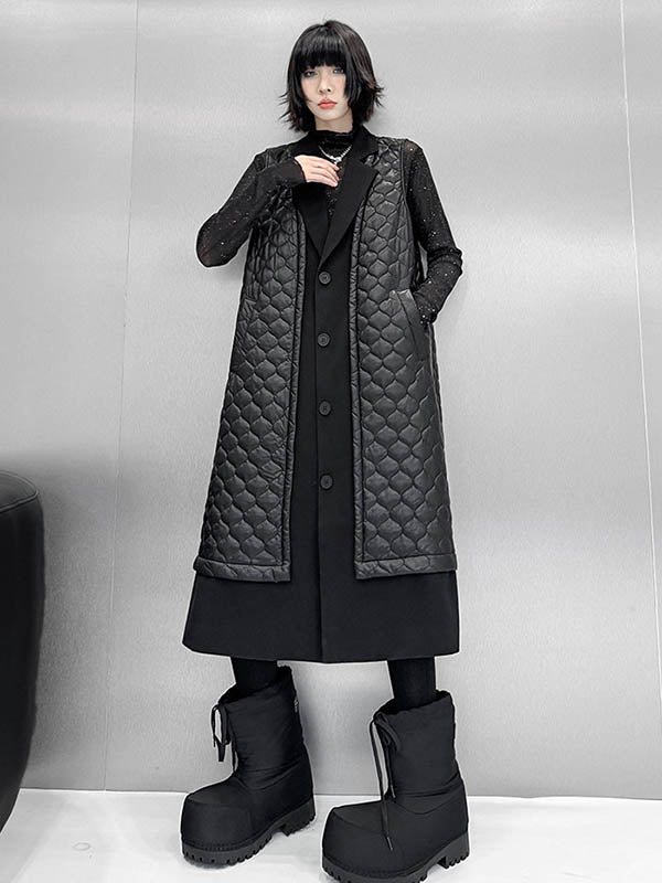 Checked Notch-Collar Button-Detail Pocket Vest