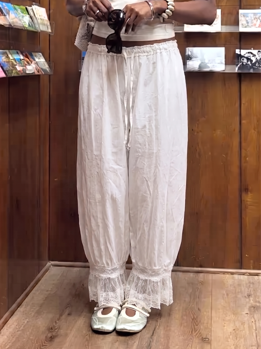 High-Waist Drawstring Pocket Elastic Pants