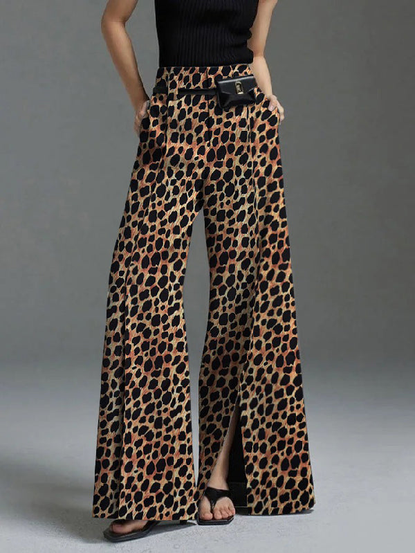 Leopard Print Wide-Leg Relaxed Pants