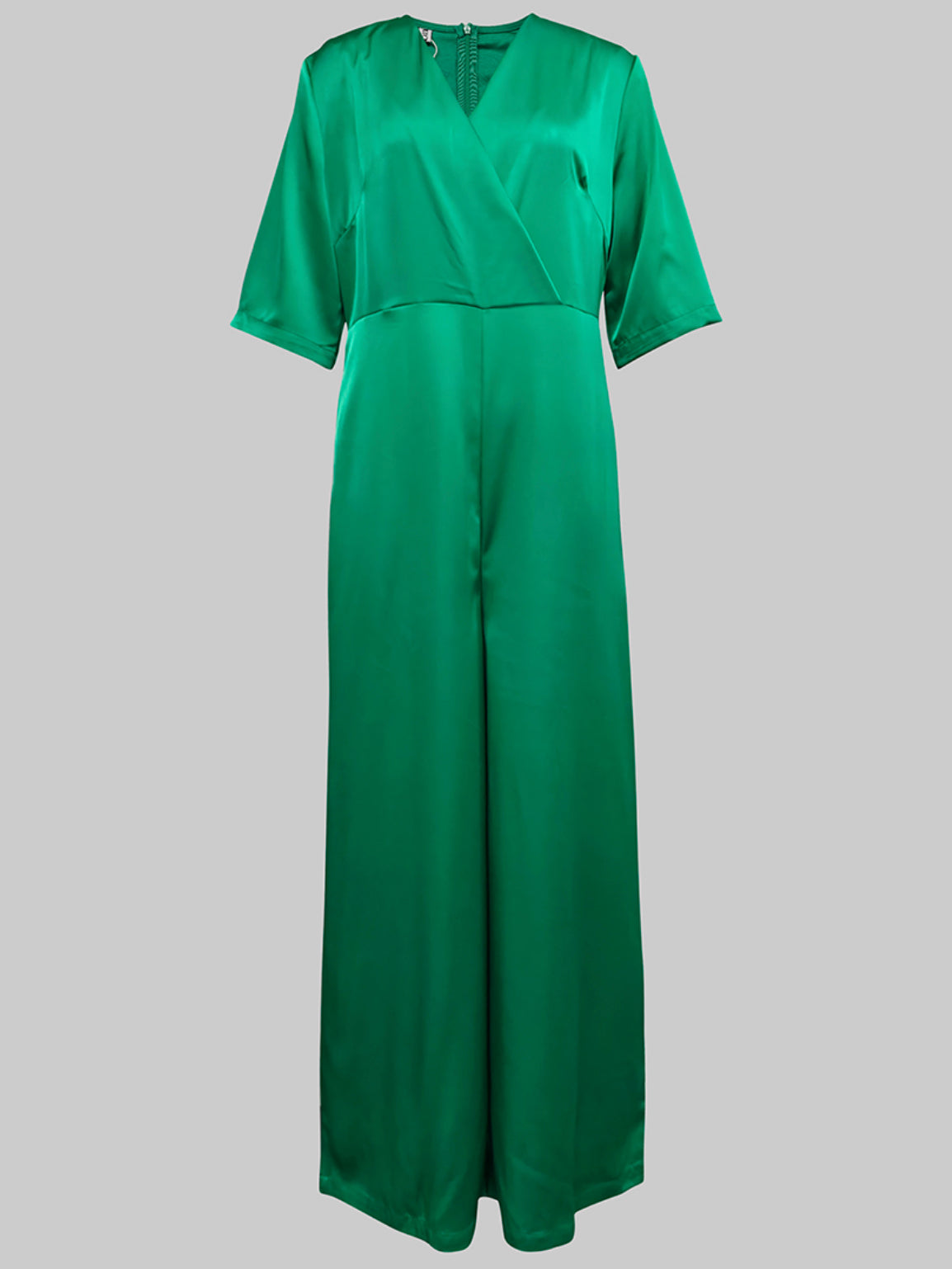 V-Neck Three-Quarter Sleeve Relaxed Jumpsuit