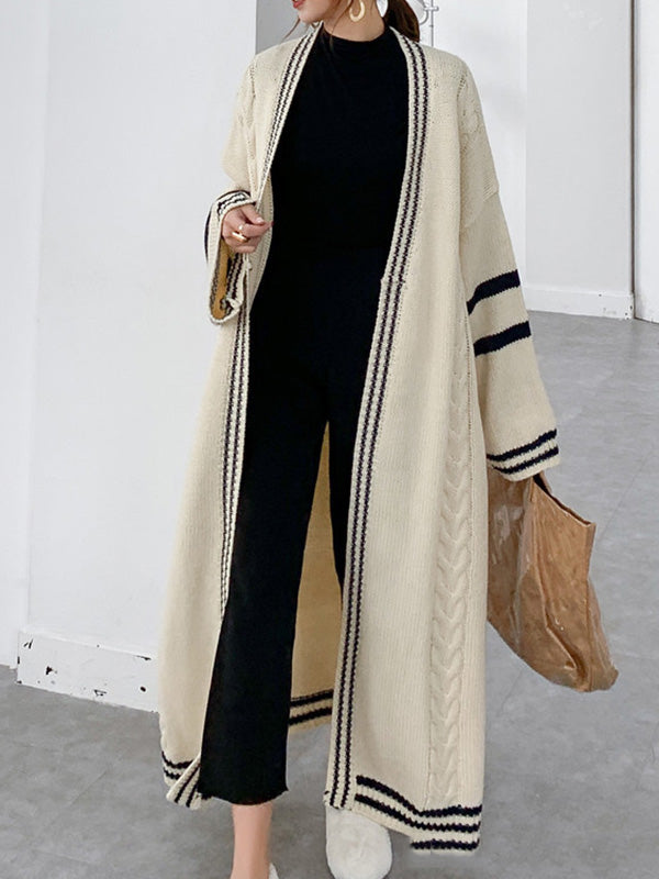 Striped Relaxed Contrast Cardigan
