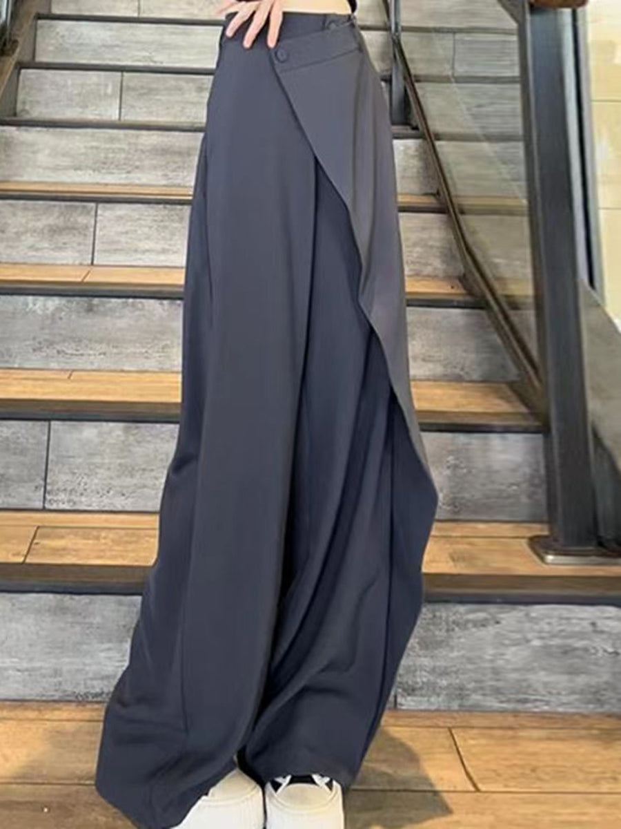 High-Waist Button-Detail Pants