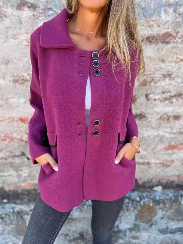 Button-Detail Long-Sleeve Relaxed Jacket