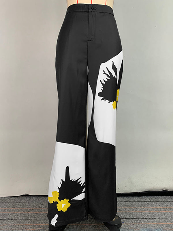 Floral High-Waist Relaxed Pants