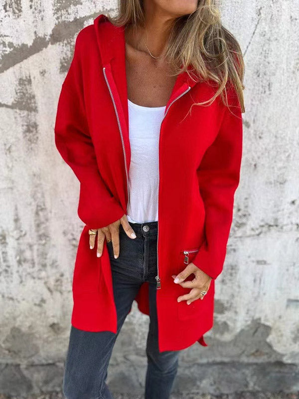 Hooded Zip Pocket Long-Sleeve Jacket