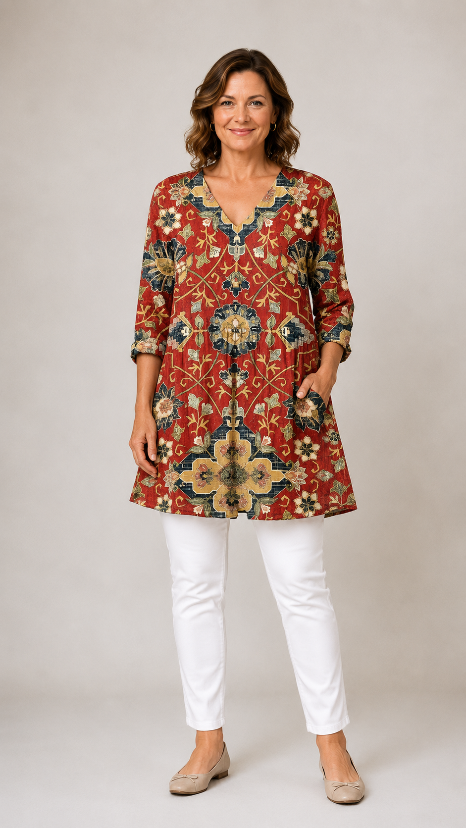 Amoura | Long V-Neck Blouse