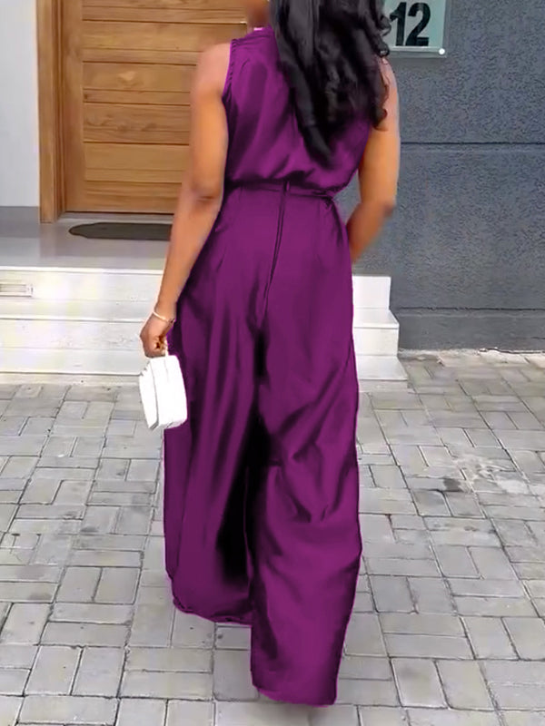 V-Neck Sleeveless Relaxed Jumpsuit