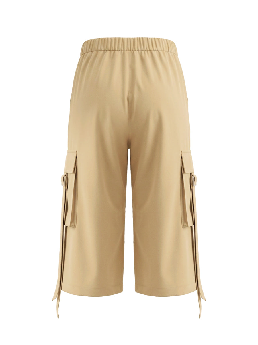 Wide-Leg High-Waist Cropped Pleated Pants