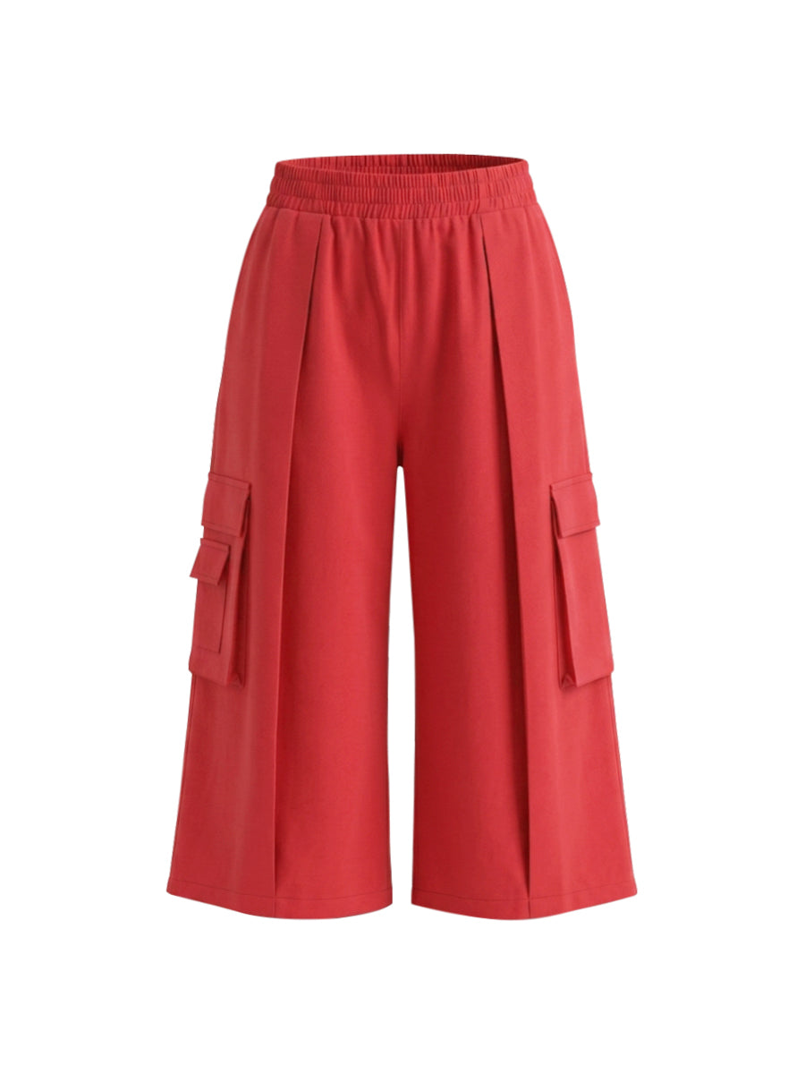 High-Waist Pocket Elastic Relaxed Pants