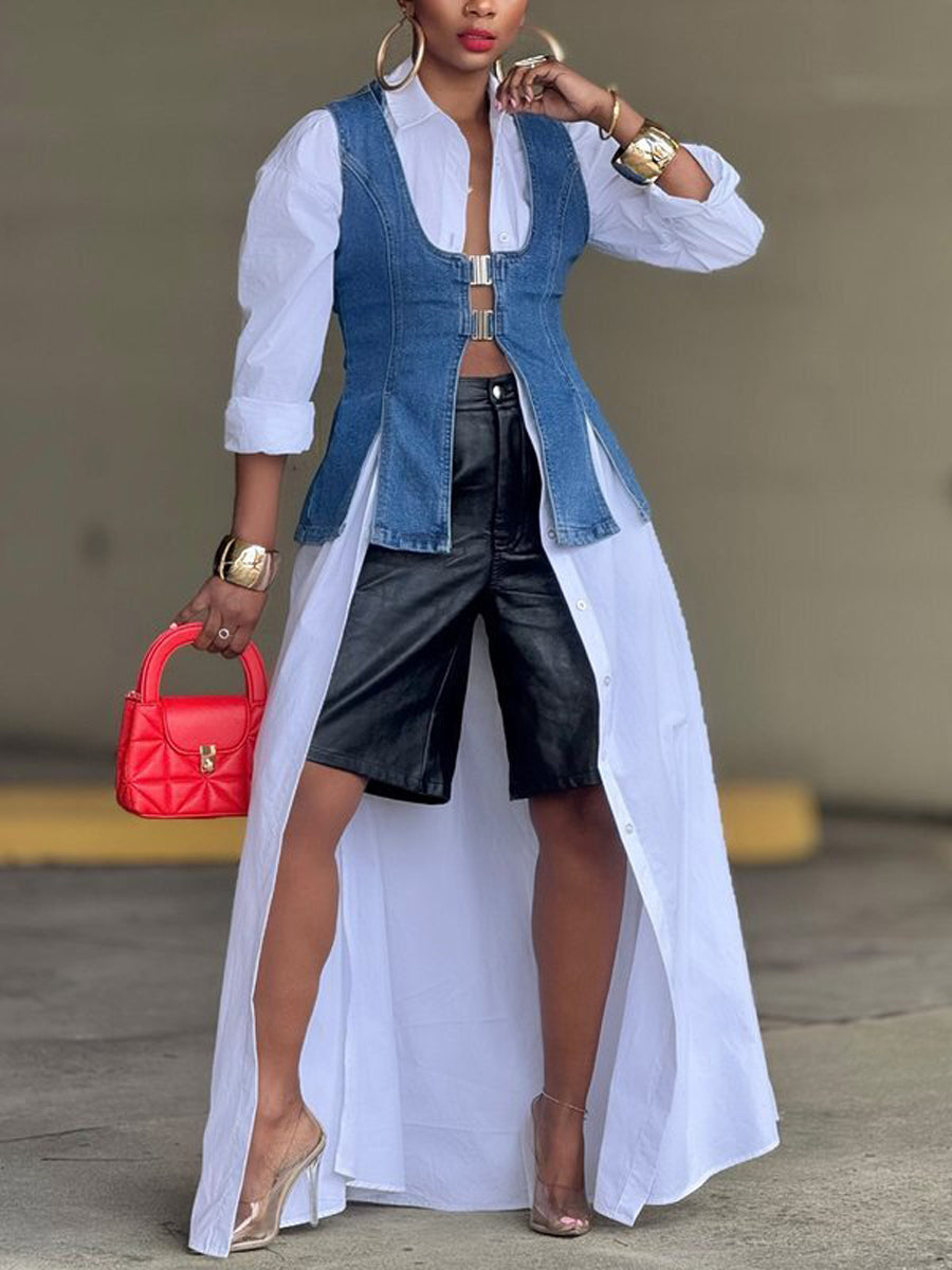 Buckle Sleeveless Relaxed Vest