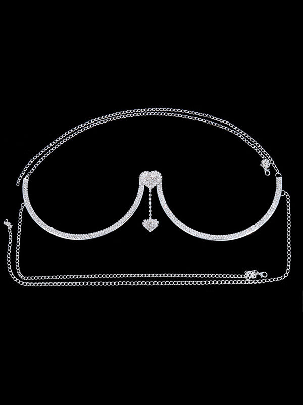 Rhinestone Heart Waist Chain