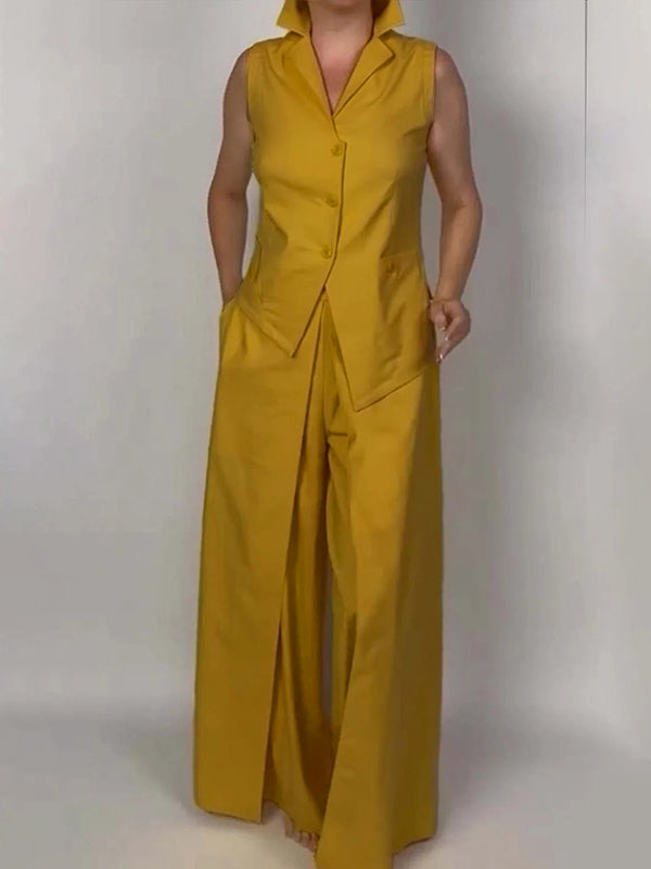 Button-Detail Sleeveless Vest