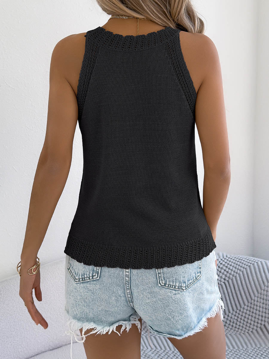 Halter-Neck Sleeveless Cut-Out Tank Top