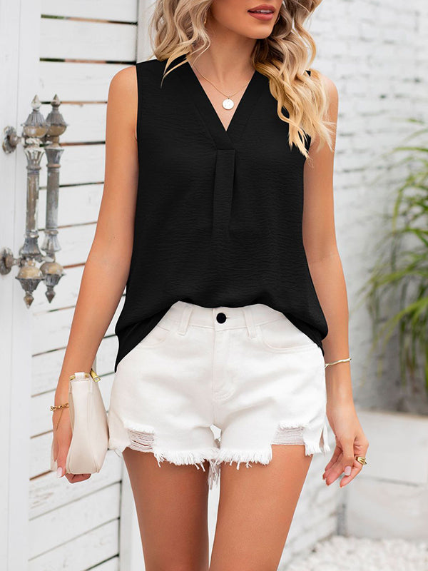 V-Neck Sleeveless Relaxed Vest