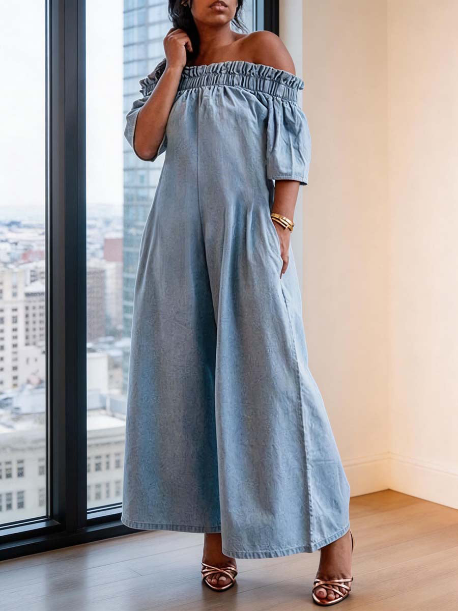 Pleated Short-Sleeve Relaxed Jumpsuit