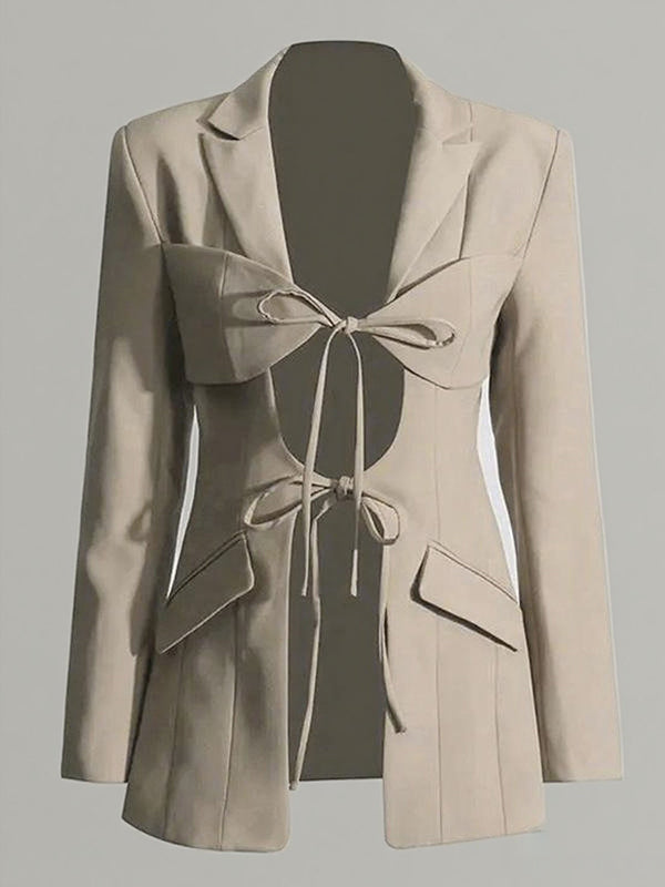 Notch-Collar Pocket Long-Sleeve Relaxed Blazer