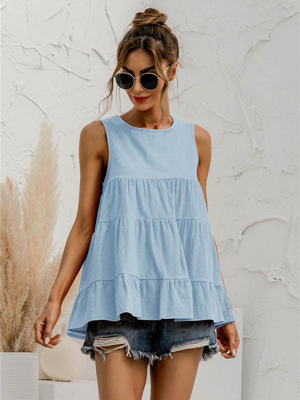 Round-Neck Sleeveless Relaxed Vest