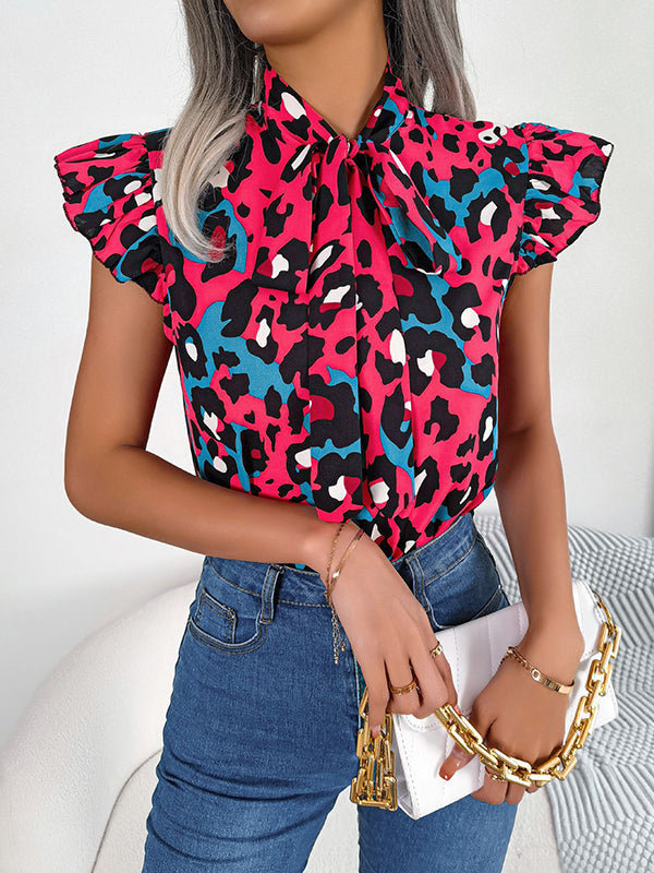 Leopard Print Cap-Sleeve Relaxed Vest