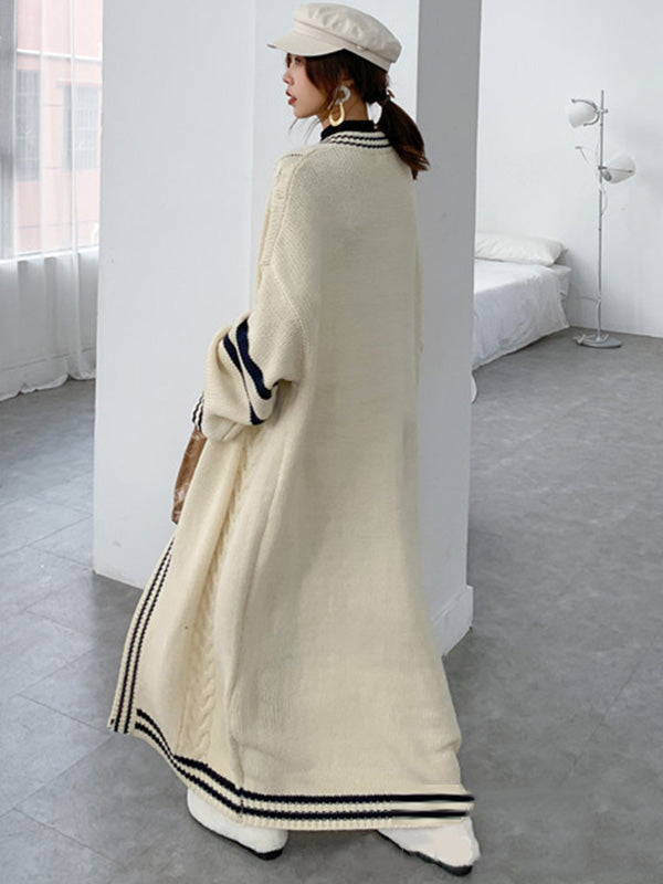 Striped Relaxed Contrast Cardigan