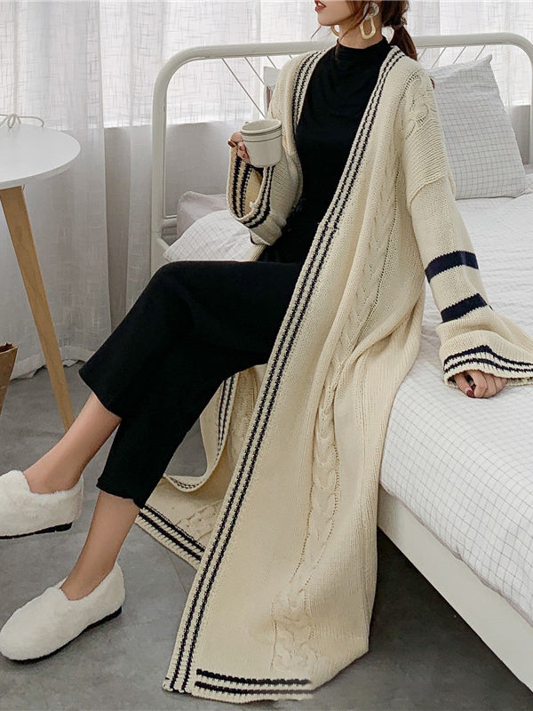 Striped Relaxed Contrast Cardigan