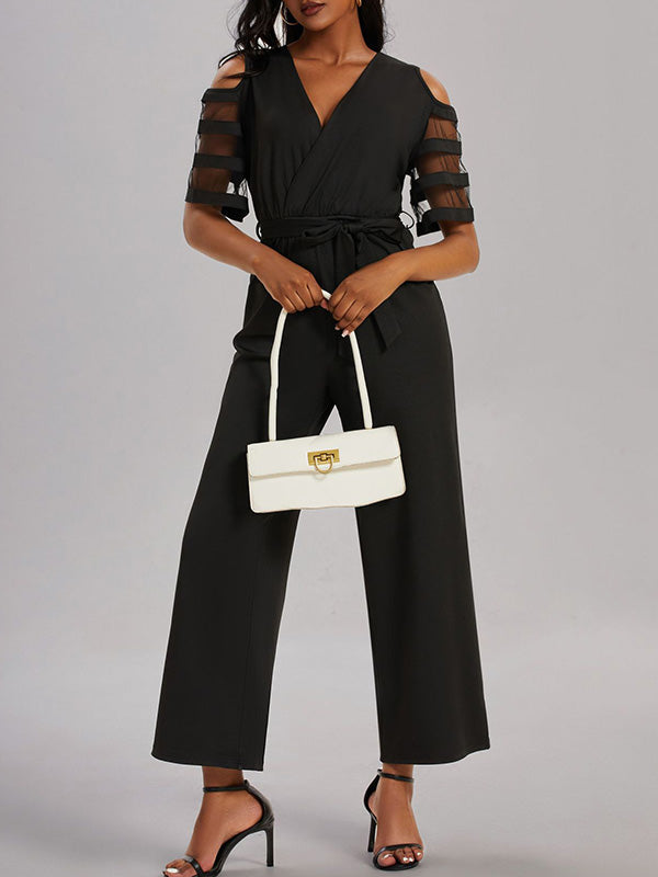 High-Waist V-Neck Cut-Out Relaxed Jumpsuit