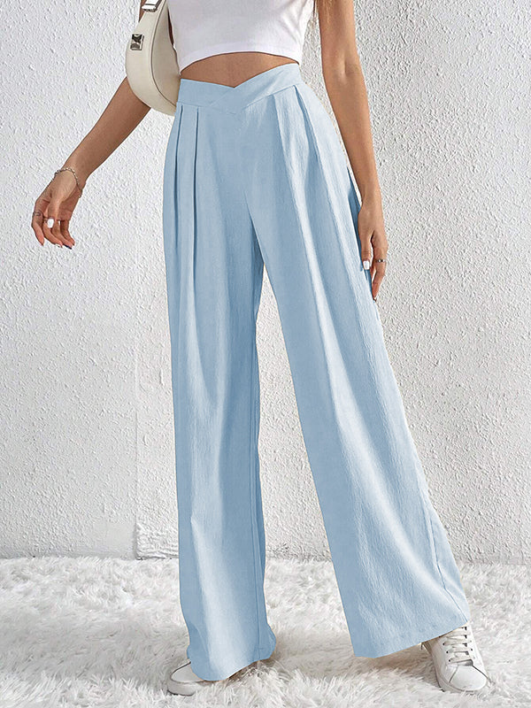 Wide-Leg Pleated Relaxed Pants