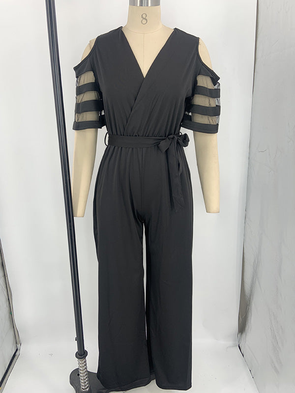 High-Waist V-Neck Cut-Out Relaxed Jumpsuit